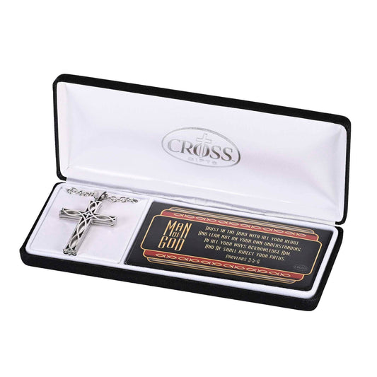 Stainless Steel Cross Necklace 24" Chain