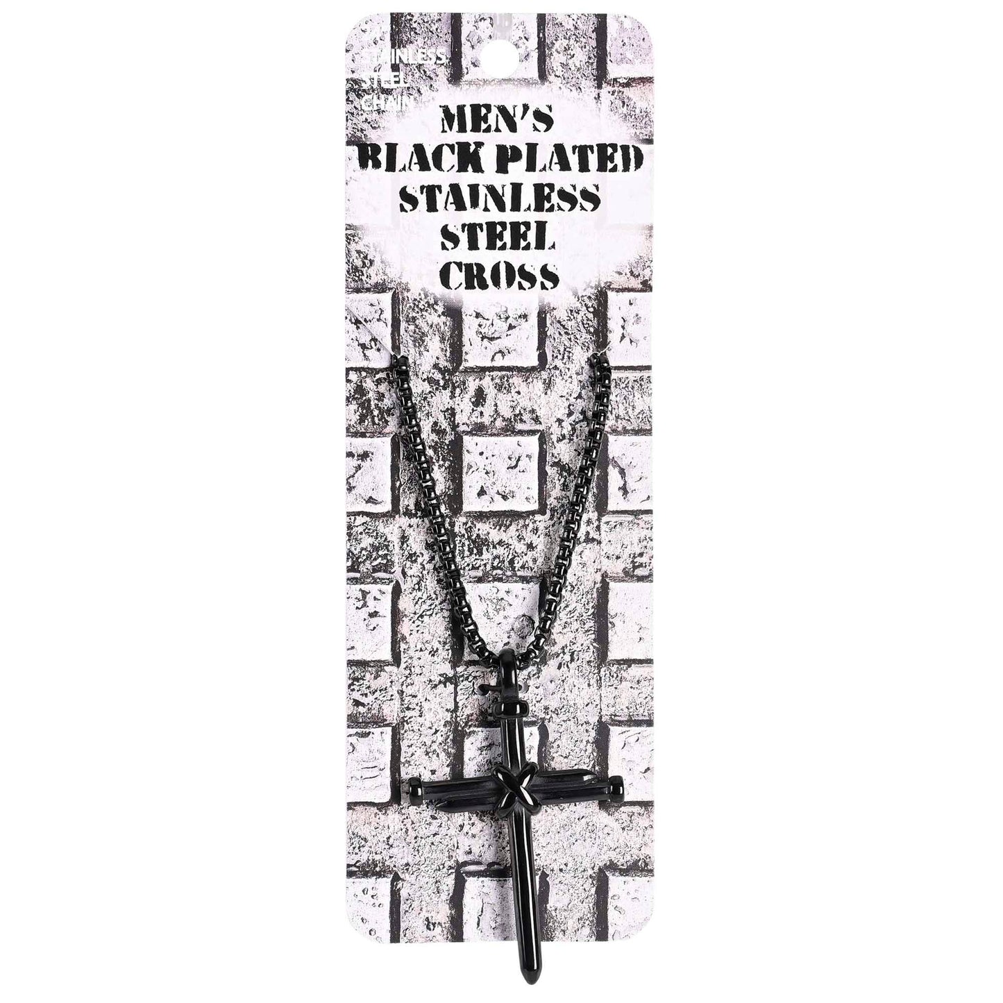 3 Nail Black Cross 24In Chain