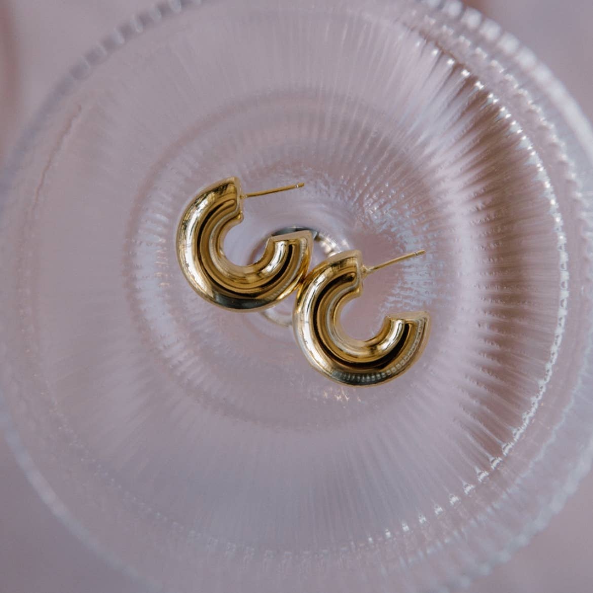 Ellie Chunky Tube Hoops Earrings Gold Filled Silver
