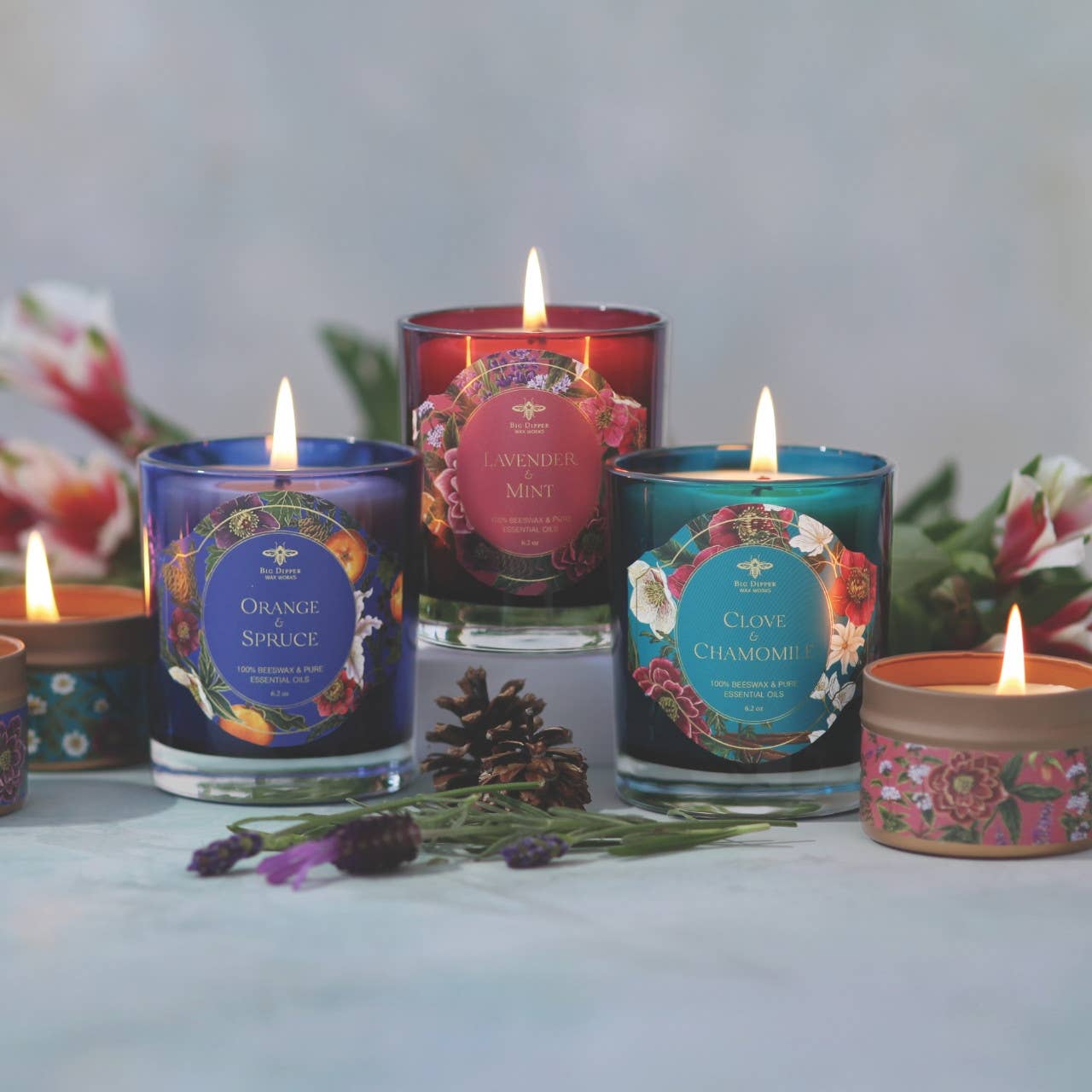 Tin Candles – Pure Beeswax – Winter Garden Collection