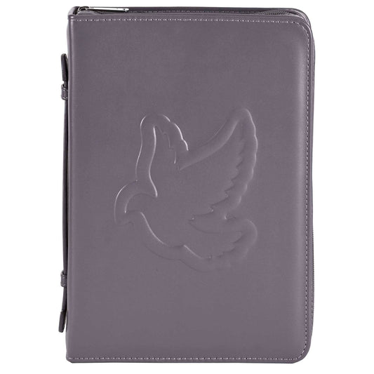 White Dove Bible Case Embossed Dove Gray XLarge