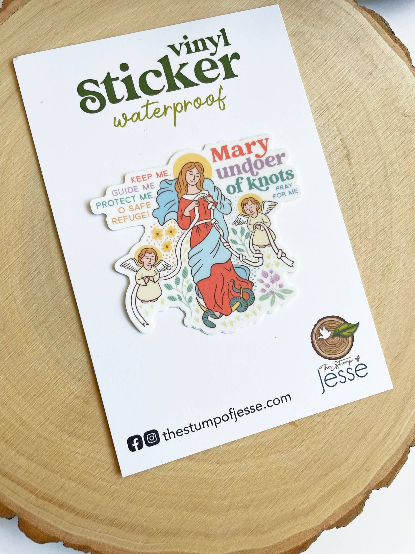 Mary Undoer of Knots Waterproof Catholic Sticker