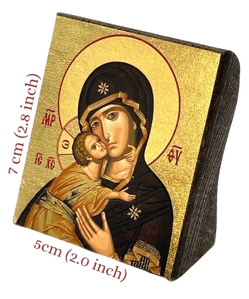 Virgin Mary of Vladimir Silk Screen Icon Freestanding