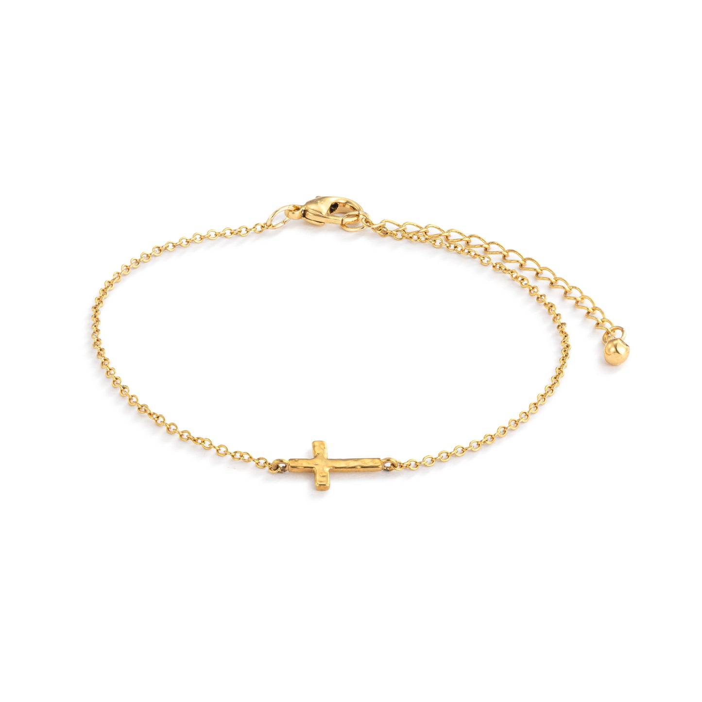 Gold Cross Charm Bracelet - 6.5in