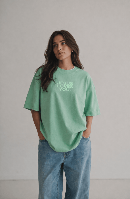 Jesus Loves You Washed Mint Tee