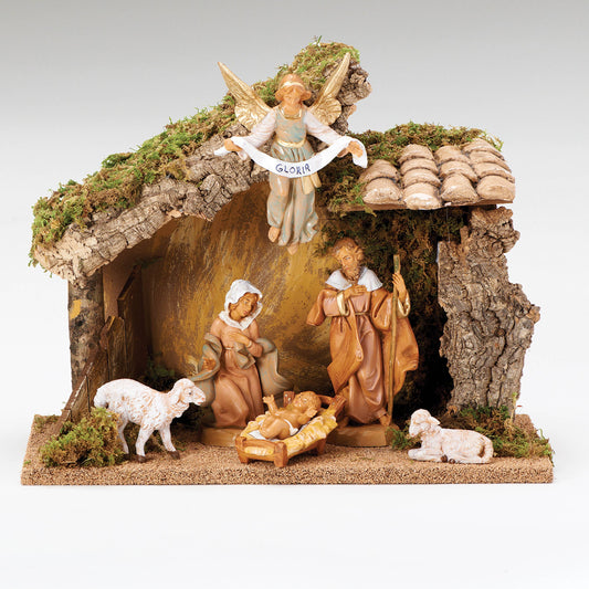 Fontanini 6 figure Nativity Set w/ Italian Stable - 5" Scale
