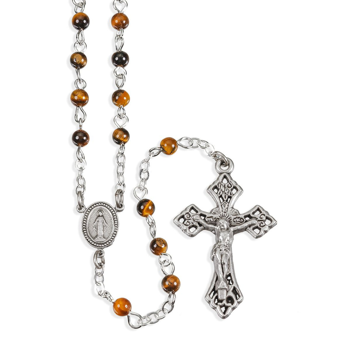 4mm Genuine Tiger Eye Gemstone Bead Rosary