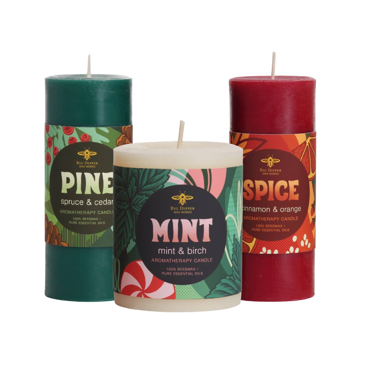 Pillar Candles – Beeswax Aromatherapy – Holiday Collection