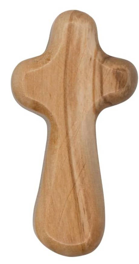 Genuine Olive Wood Comfort Cross (2-1/2")