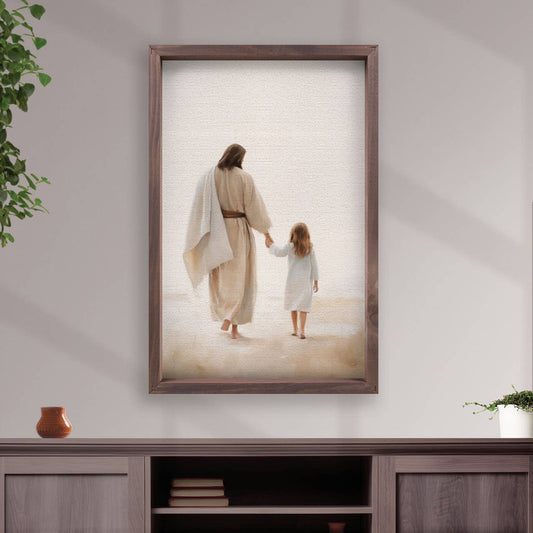 Jesus Walking  Framed Linen Art 16x24"