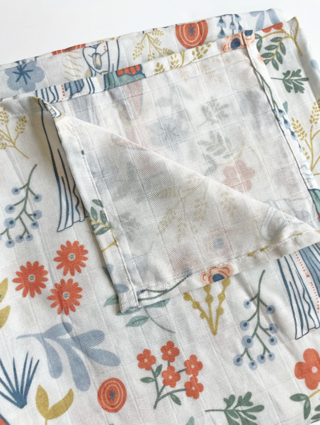 Our Lady of Lourdes and St. Bernadette Muslin Beige Swaddle