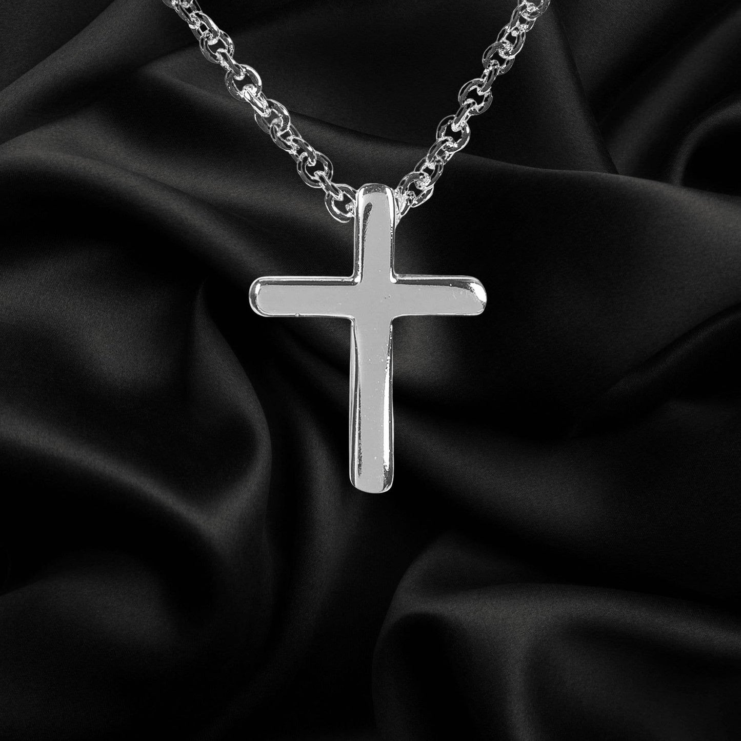 Silver Plated Mini Box Cross Necklace