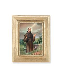 3 3/4" x 4 1/2" Gold Frame with a Saint Francis Print-P65