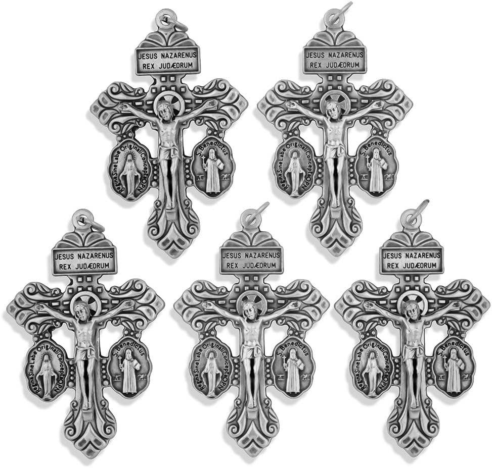 Deluxe Catholic Pardon Cross - Silver (5 pack)