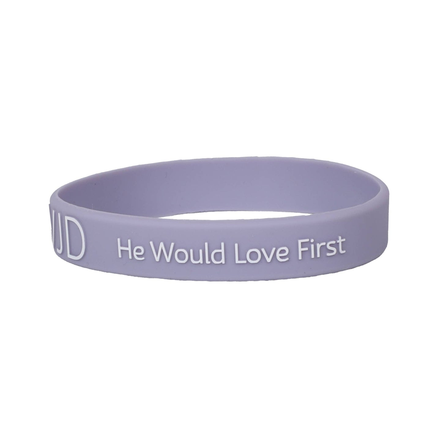 Silicone Bracelet - WWJD He Would Love First - Violet - Pk12