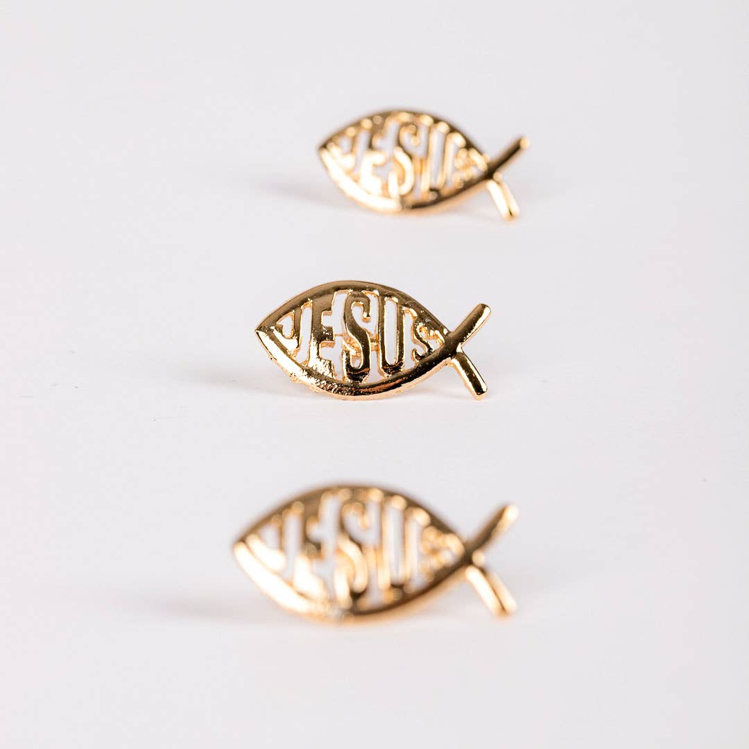 Gold Jesus Fish Lapel Pin