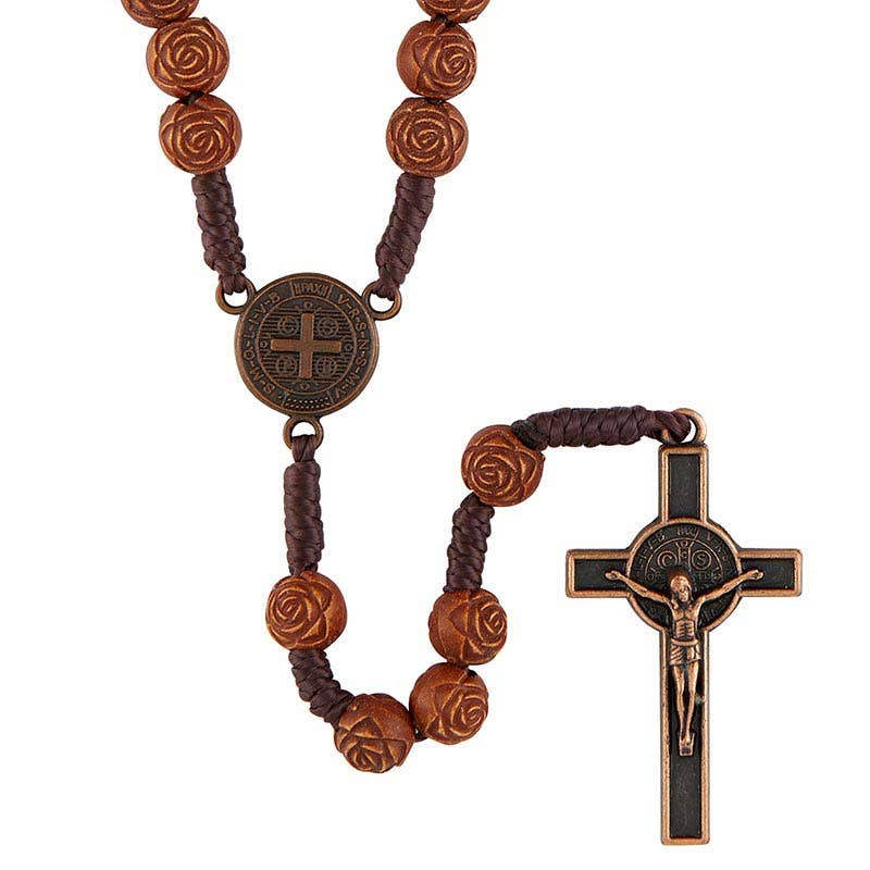 Rse Plst Bead W Cntr Crucifix