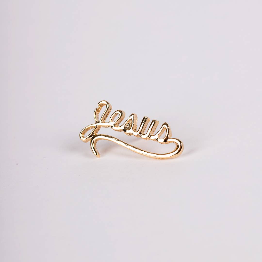 Lapel Pin Jesus Script Gold Color