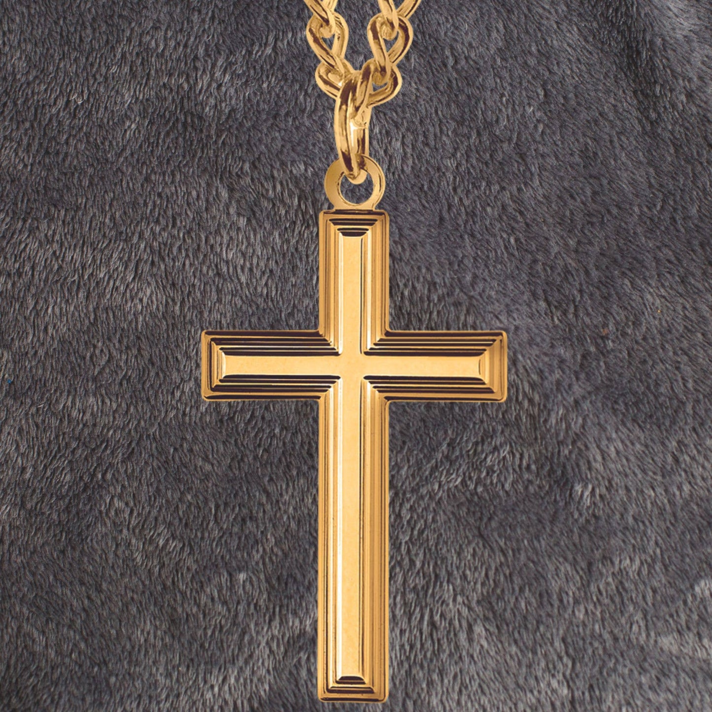 Gold Plated Large Box Cross Necklace