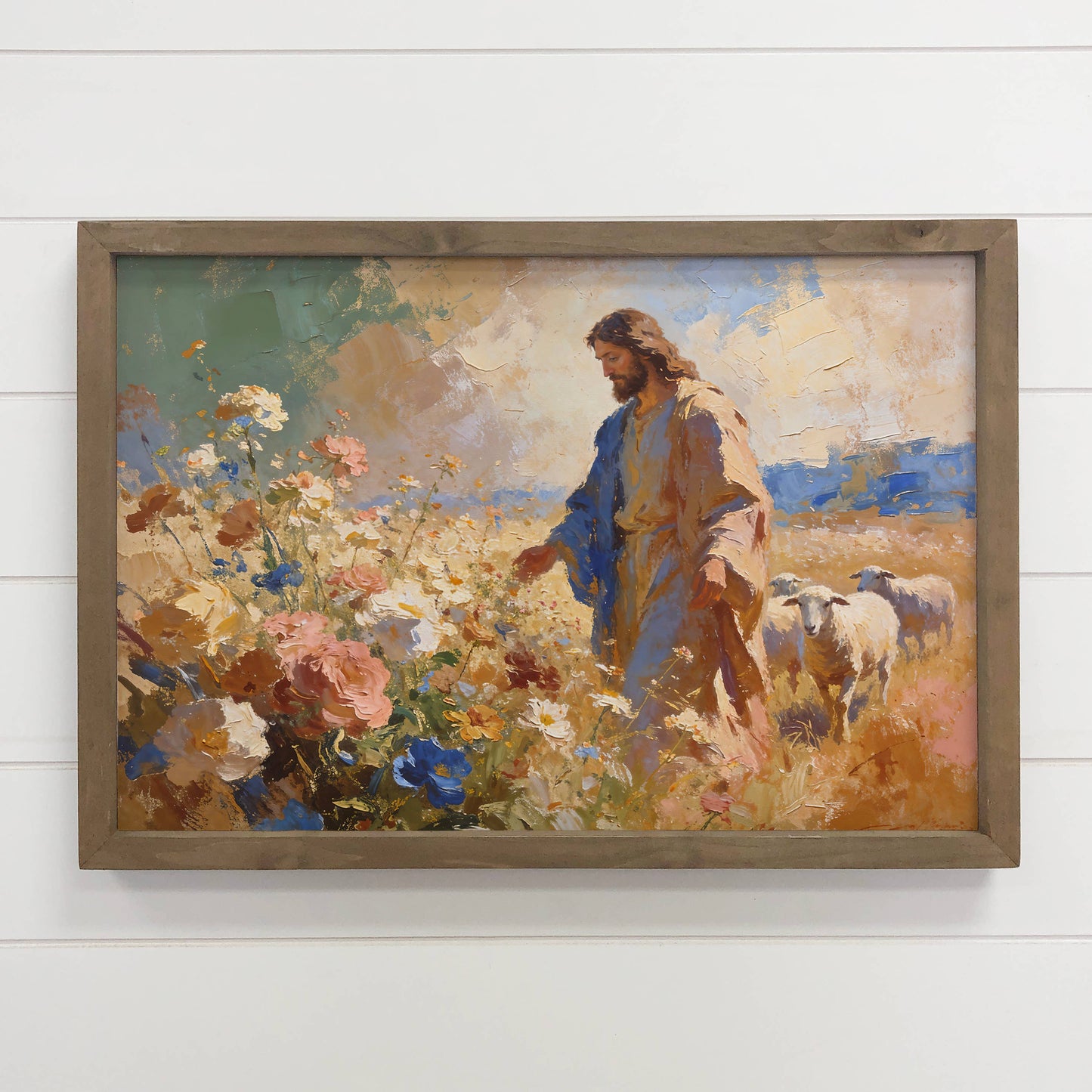 Jesus Christ Leading Sheep - Christian Home Bedroom Wall Art