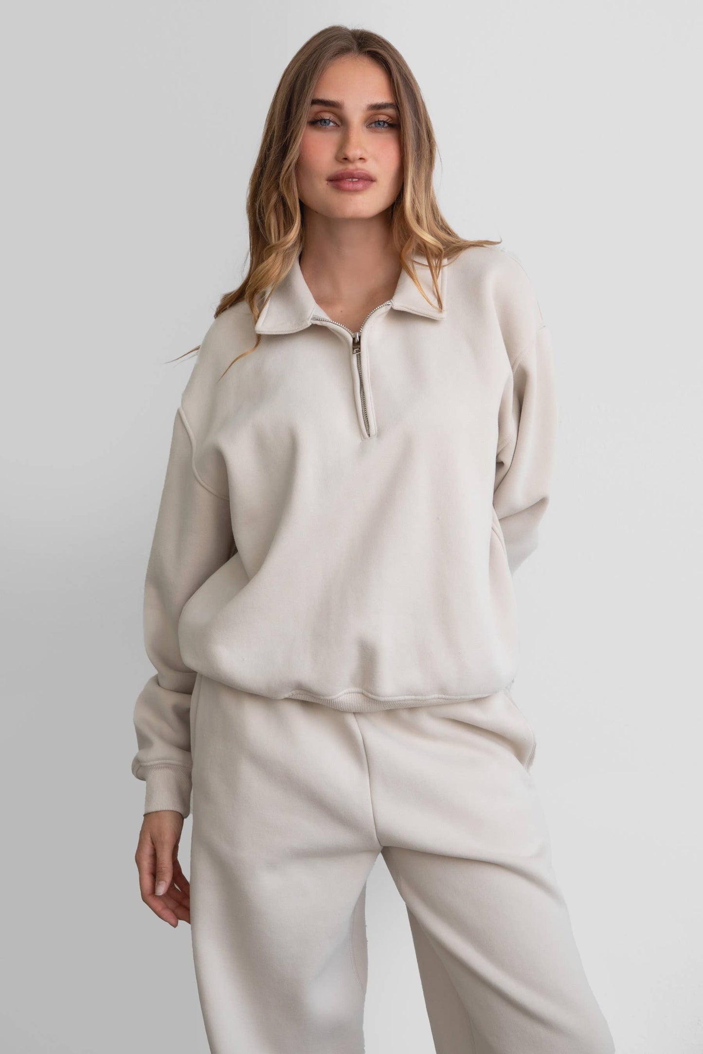 HAILEE Cloud Fleece Classic Half-Zip Sweater