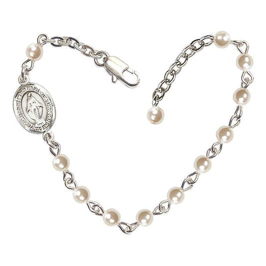 Silver Plated 4mm Pearl Rosary Bracelet