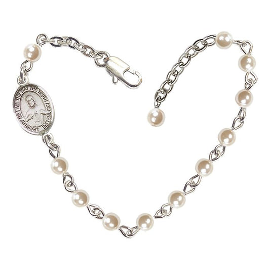 Silver Plated 4mm Pearl Scapular Bracelet