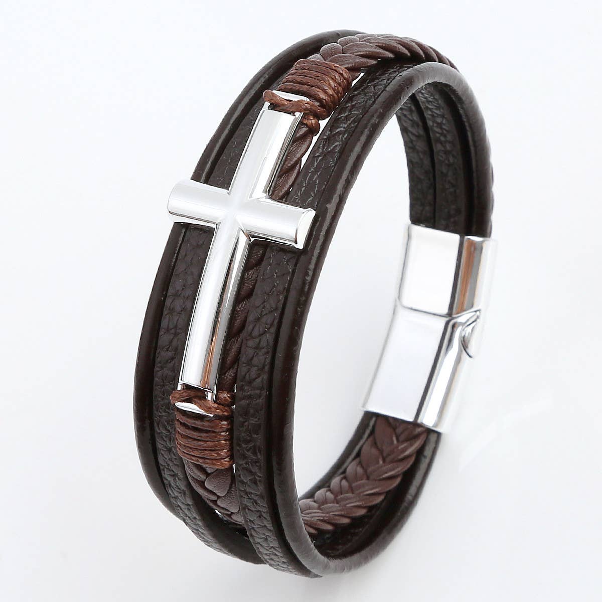 Leather Cross Bracelet
