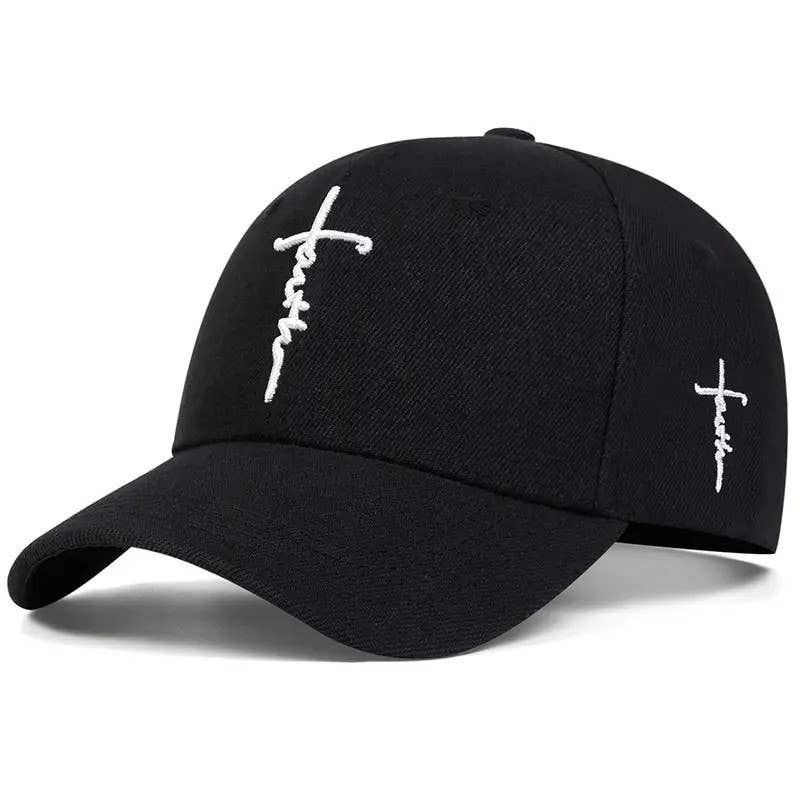 Faith Cross Embroidered Christian Baseball Cap,Adjustable