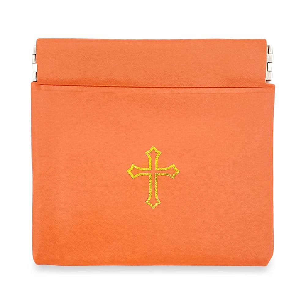Orange Vinyl Rosary Pouch