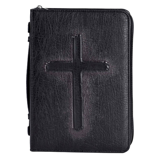 White Dove Bible Case Vintage Cross Black XLarge