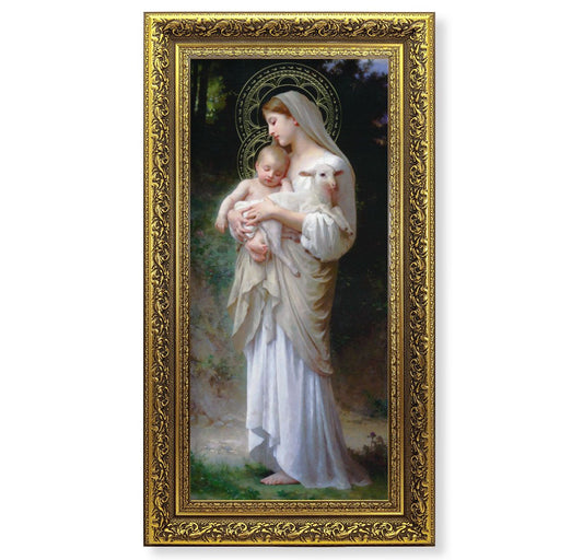 11 5/8" x 19" Ornate Gold Leaf Wood Frame with a Bouguereau: Divine Innocence Textured Art