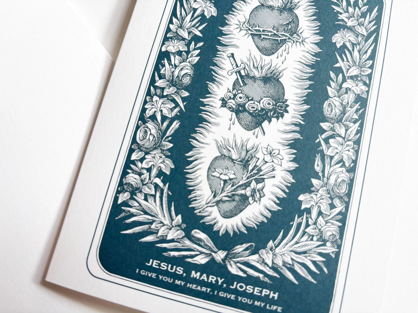 3 Sacred Hearts Greeting Card | Catholic gift Catholic card
