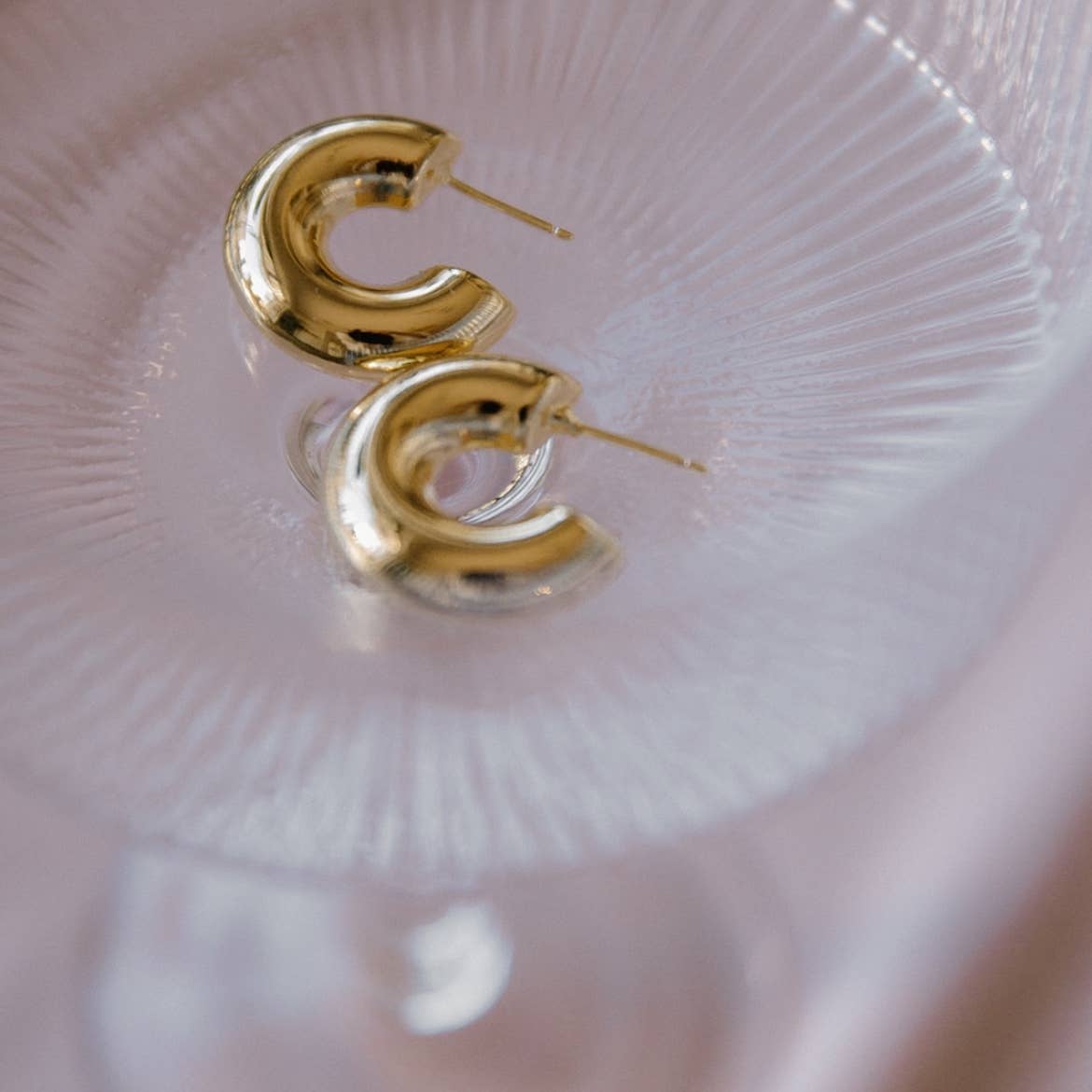 Ellie Chunky Tube Hoops Earrings Gold Filled Silver