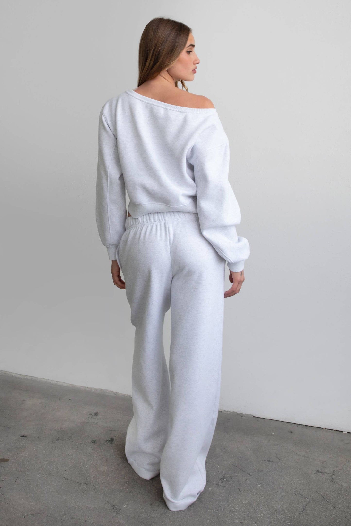 LANI Cloud Fleece Wide Leg Sweatpants Stretch Waist & Pocket