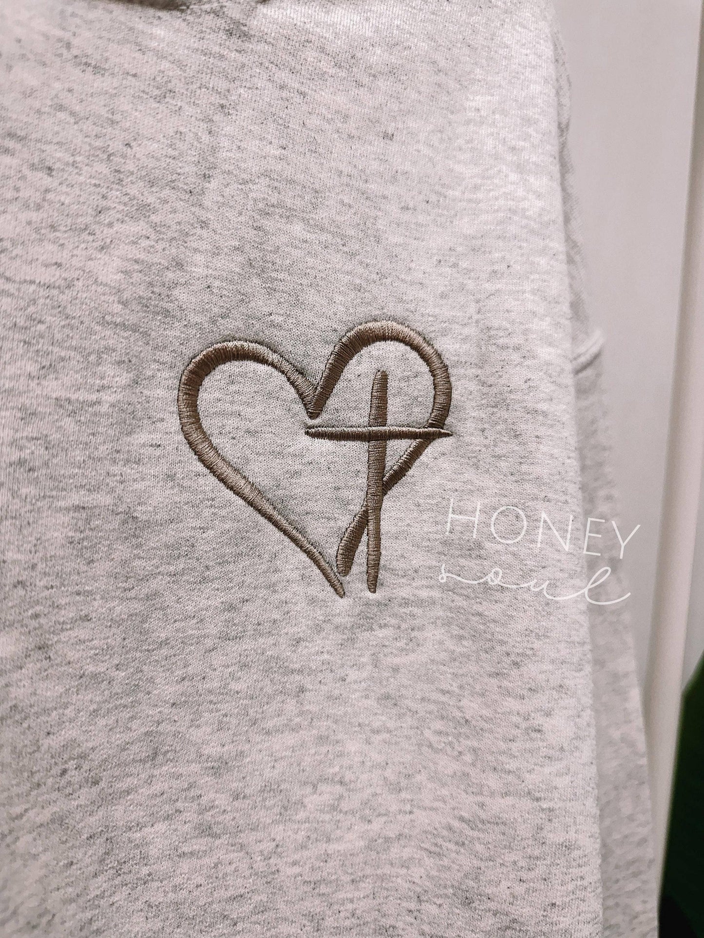 Embroidered Heart and Cross Sweatshirt