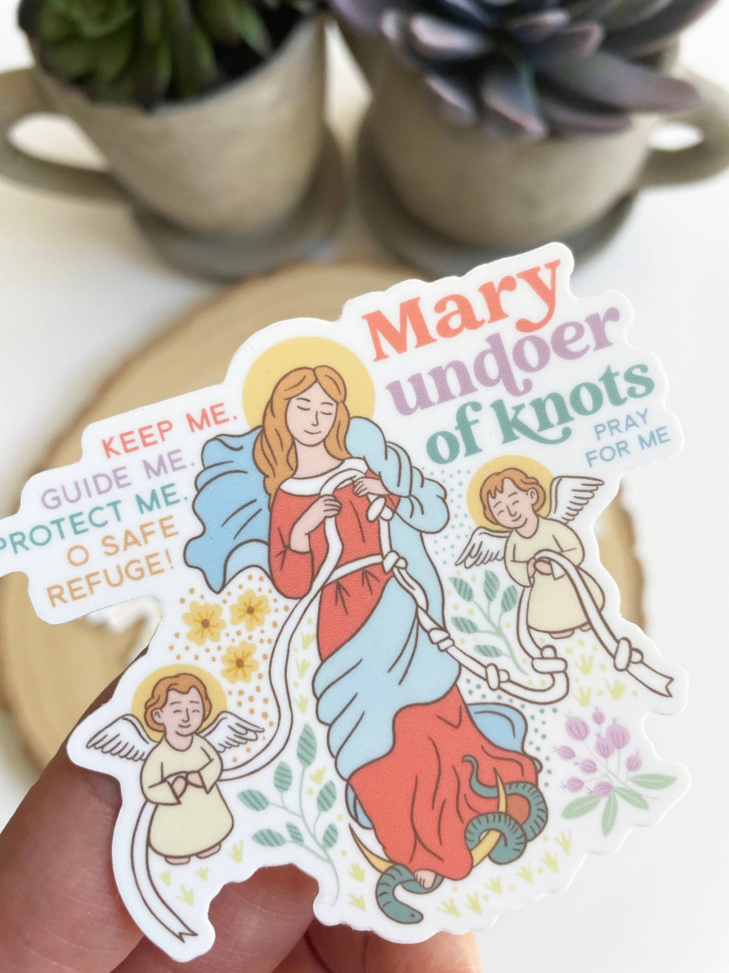 Mary Undoer of Knots Waterproof Catholic Sticker