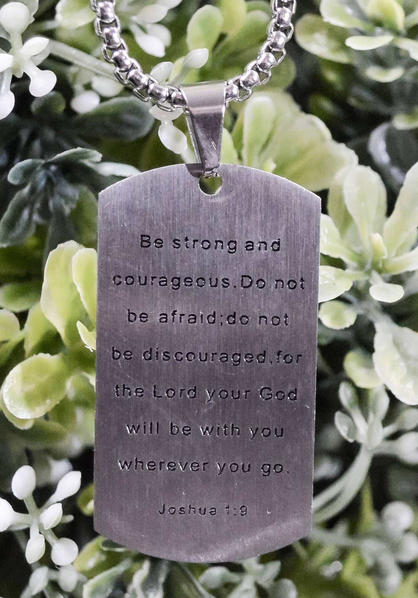 Be Strong Cross Stainless Steel Dog Tag Necklace