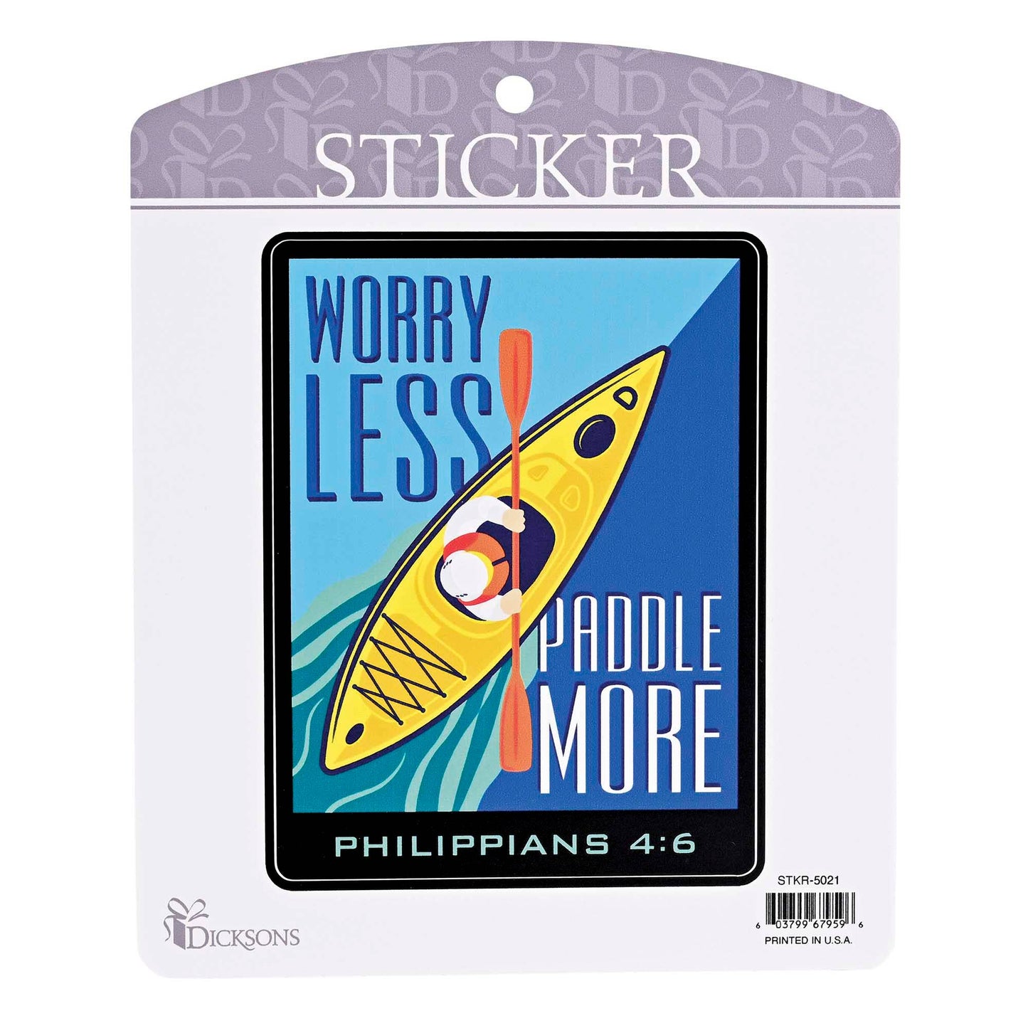 Kayak Worry Less Phil. 4:6 Sticker
