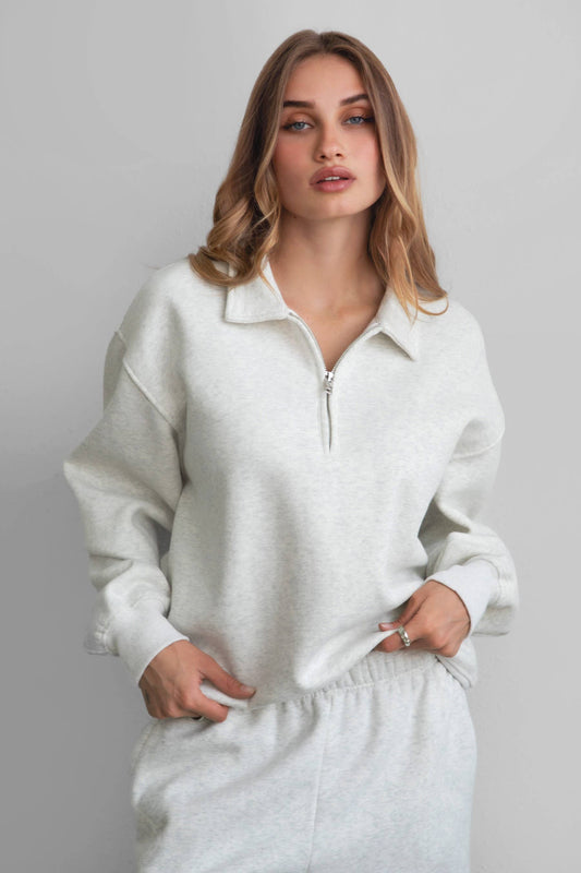 HAILEE Cloud Fleece Classic Half-Zip Sweater