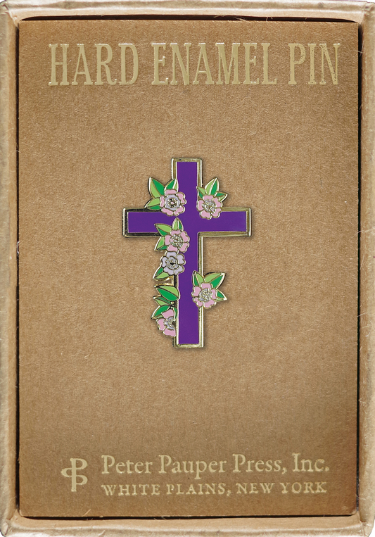 Floral Cross Hard Enamel Pin