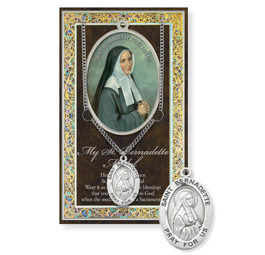 St. Bernadette Pewter Medal Necklace
