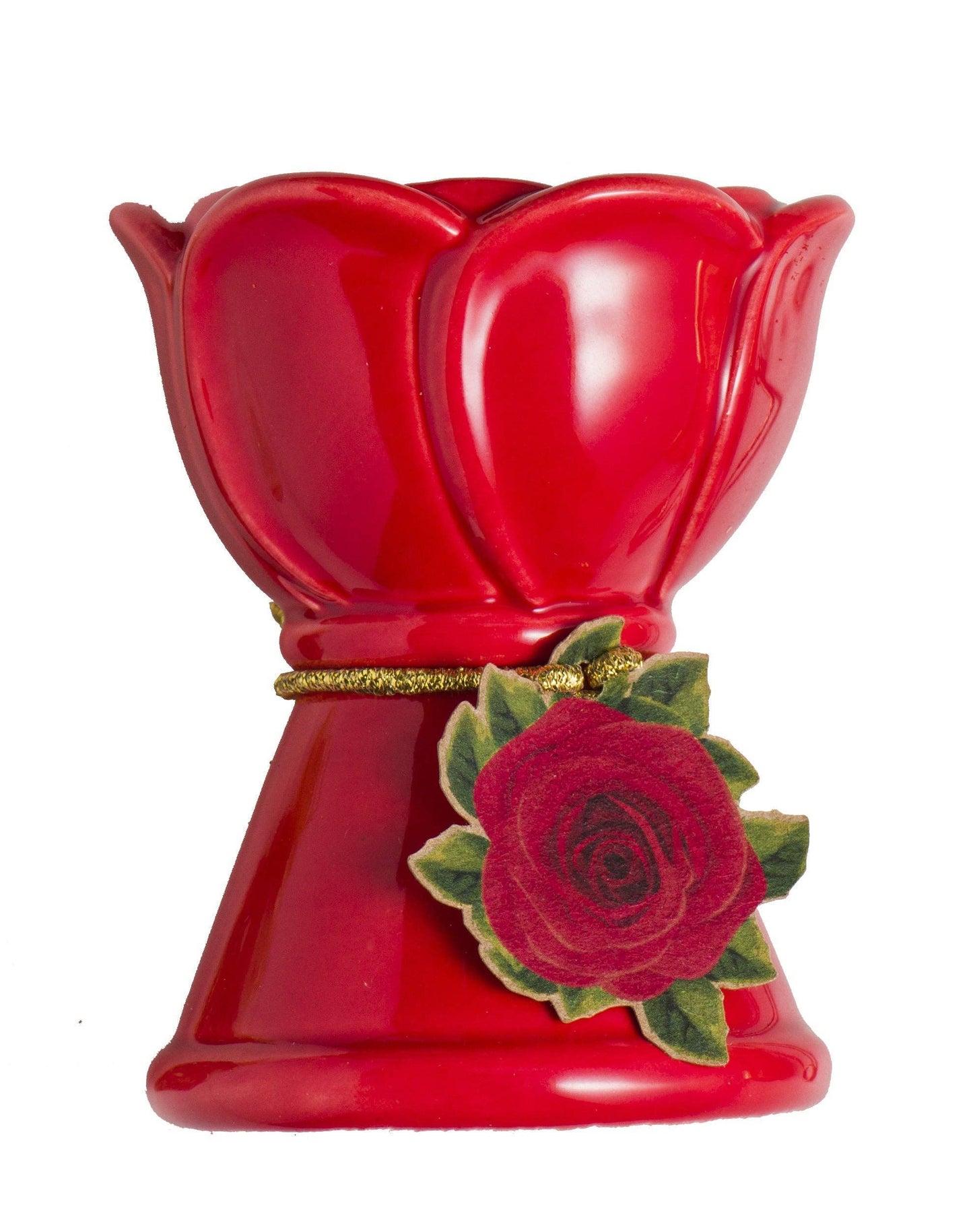 Red Rose Ceramic Resin Incense Burner — 3 in
