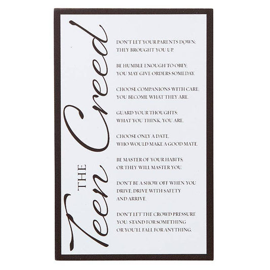 Teen Creed Prayer Plaque