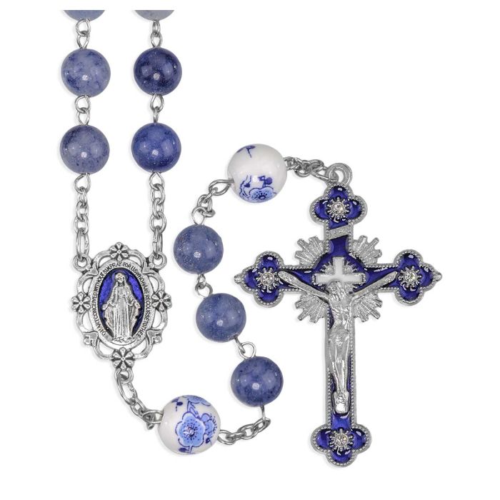 Blue Natural Stone Rosary with Blue Epoxy