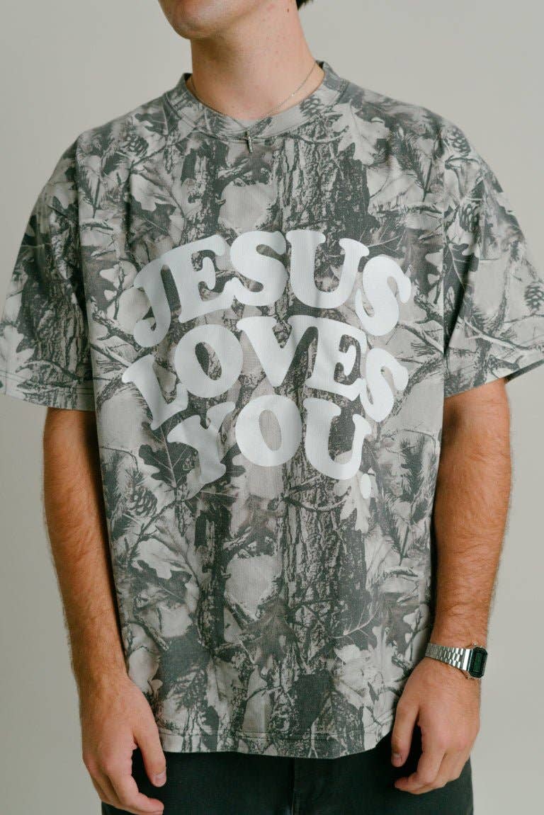 Jesus Loves You Midnight Oak Camo Tee