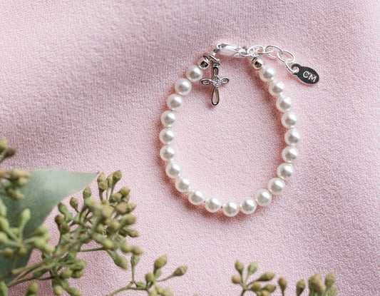 Sterling Silver Girls First Communion Gift Cross Bracelet