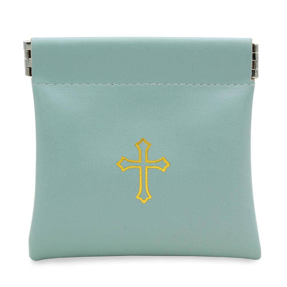 Dusty Mint Faux Leather Rosary Pouch