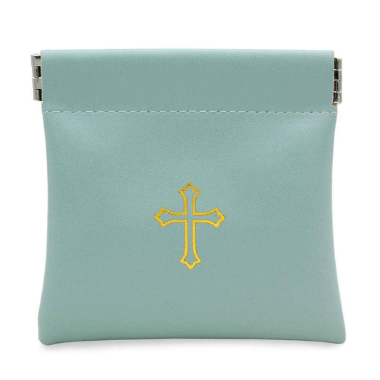 Dusty Mint Faux Leather Rosary Pouch