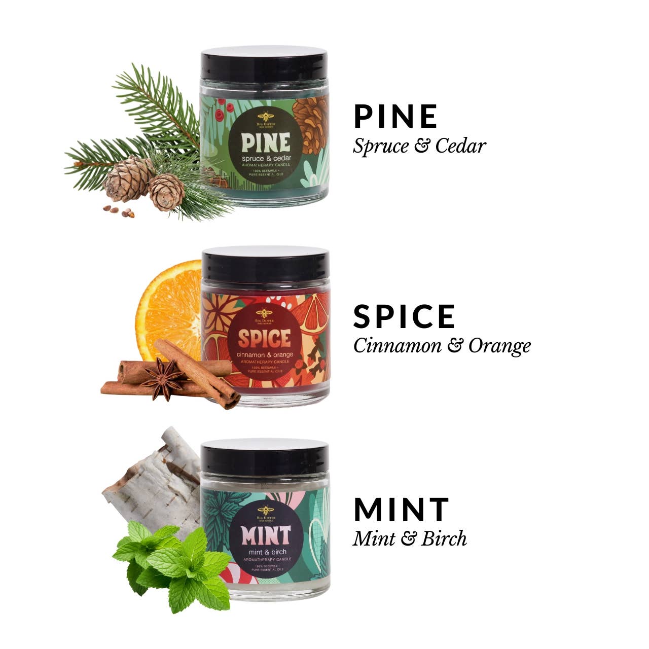 Apothecary Glass Candles – Beeswax Aromatherapy – Holiday